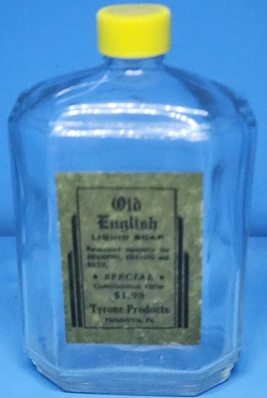 Old English Liquid Soap Tyrone Products Advertising Bottle EMPTY Vintage Decor